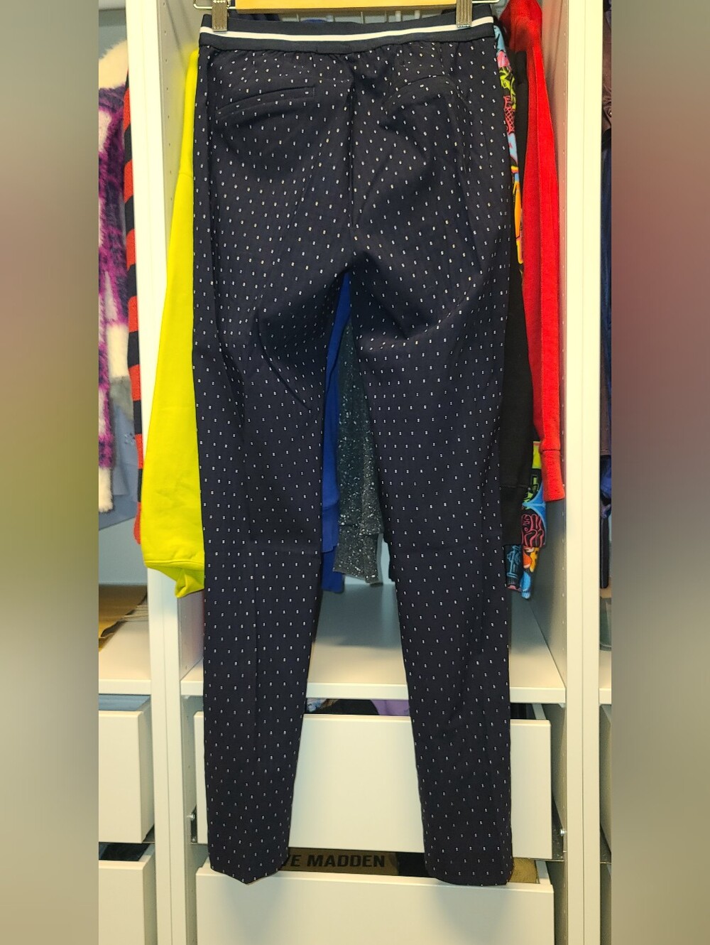 Zara basic navy dotted cropped pants with elastic waist XS